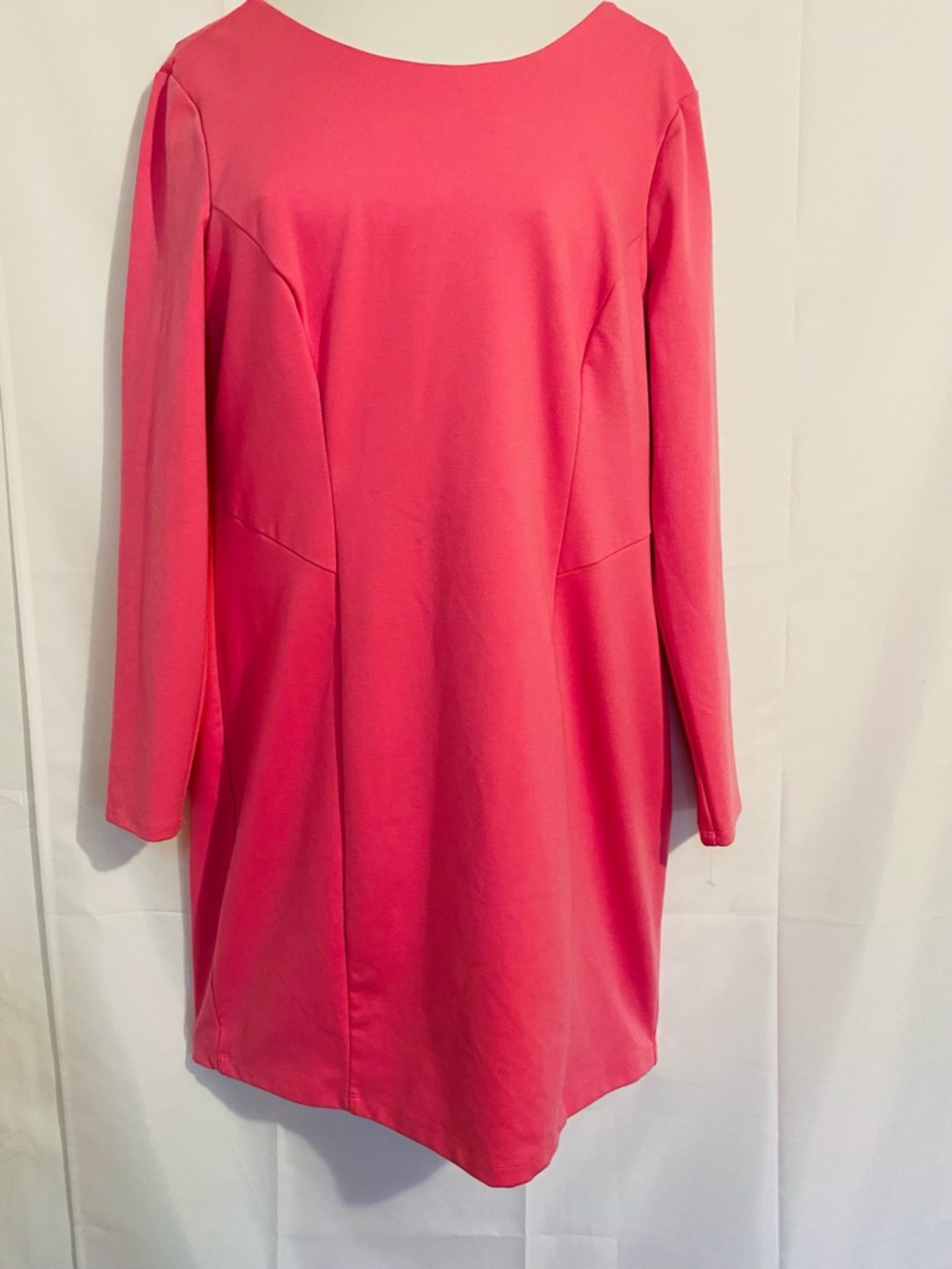Jennifer Lopez Bright Coral Pink Long-Sleeve Shift Dress